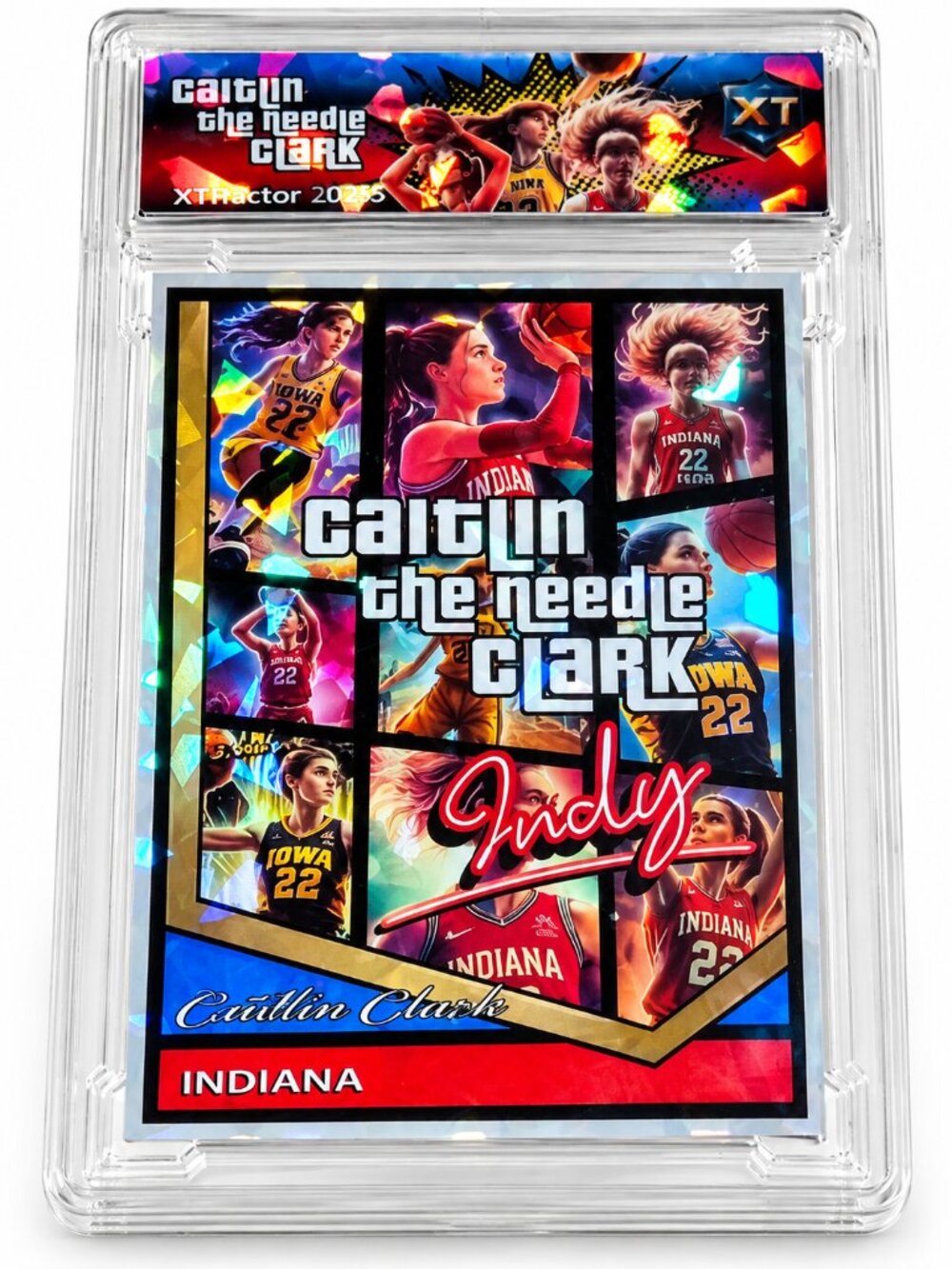 Caitlin Clark Novelty Holographic XTractor Card Indiana Fever Iowa #22 Slab